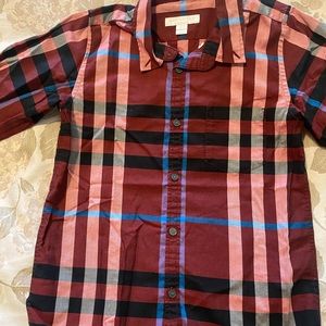 Burberry boys size 8Y check button up shirt.